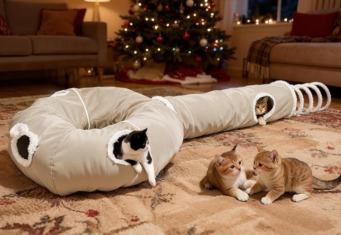 Ownpets 2-in-1 Cat Tunnel, Large Lollipop Shape Cat Tunnel Toy - Image 2