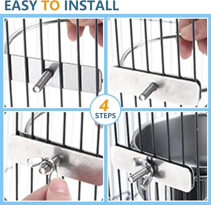 2Pcs Stainless Steel Bird Feeding Bowls, Small Bird Feeding Cup, Stainless - Image 7