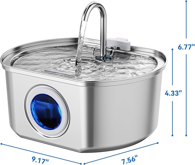 Cat Water Fountain Stainless Steel: 108oz/3.2L Cat Fountain - Image 9