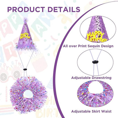Dog Birthday Bandana with Hat and Dress Girl Set Puppy Birthday Party Supplies - Image 3