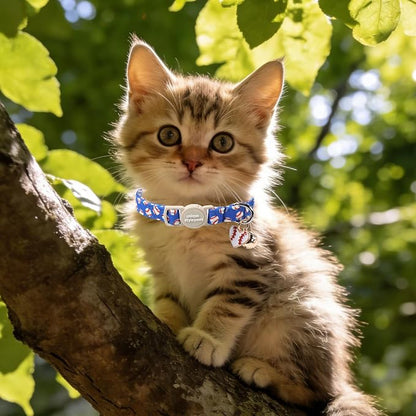 Unique Style Paws Baseball Kitten Collars, Cute Blue Cats Collar - Image 6