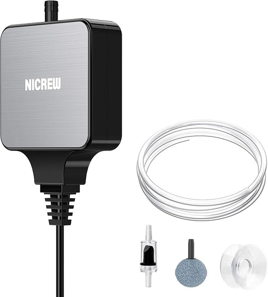 NICREW Nano Silent Aquarium Air Pump Black, Aquarium Aerator by NICREW