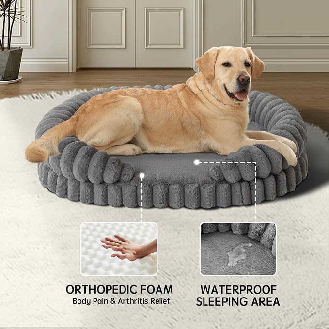 BALANCE Calming Dog Bed for Extra Large Dogs, 42 Inches Oval Washable XL Pet Bed - Image 2