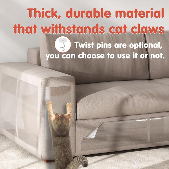 18 PCS Large Cat Scratch Furniture Protector, Transparent Couch Protector from - Image 7