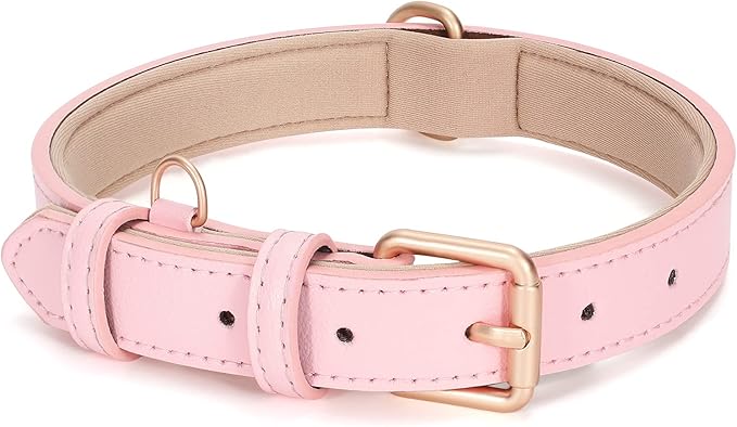 WHIPPY Leather Dog Collar for Small Dog Adjustable Soft Breathable Leather by WHIPPY