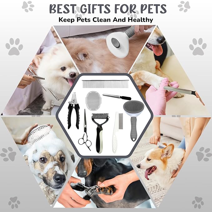 Dog Brush & Grooming Kit – 9-Piece Pet Brush & Deshedding Set - Image 7