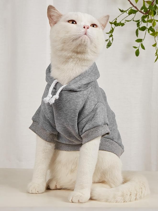 QWINEE Basic Dog Hoodie Sweatshirt Puppy Sweater Warm Cat Costumes Pet Clothes - Image 3
