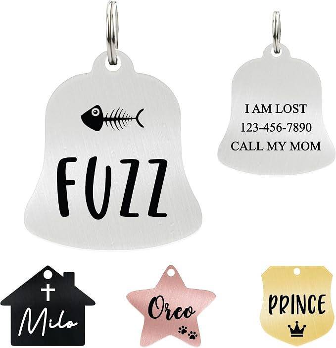 Ultra Joys Cat ID Tag Personalized Pet Tags, Durable Stainless Steel Small Pet by UltraJoys