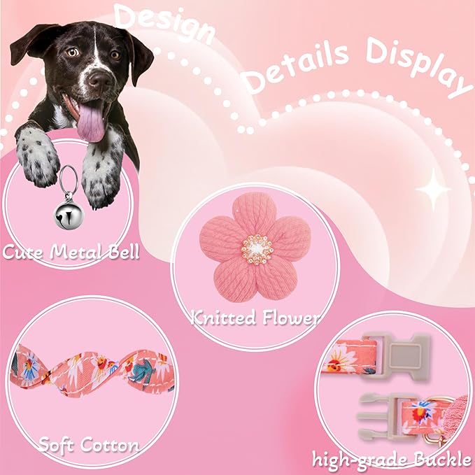 Large Dog Collar with Flower, Dog Collars - Image 2