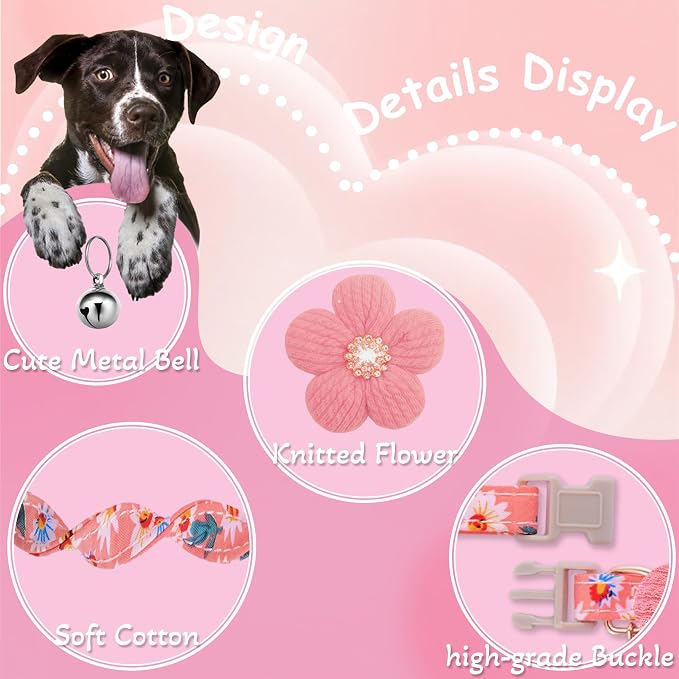 Medium Dog Collar with Flower, Dog Collars - Image 2