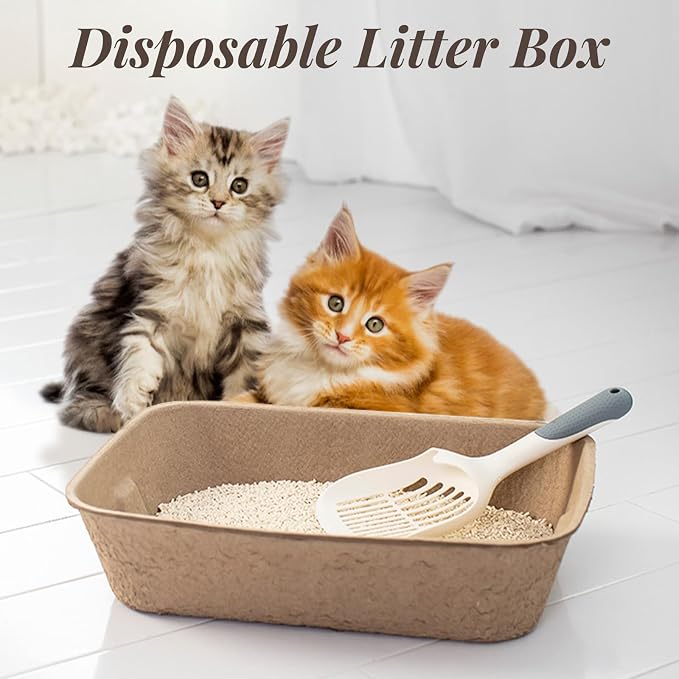4 Pack Disposable Cat Litter Boxes, Durable Leak-Proof Cardboard Kitty Litter - Image 9