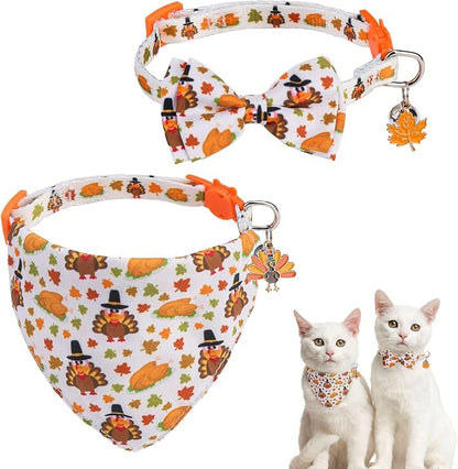 SCENEREAL Fall Thanksgiving Cat Bandana Collar by SCENEREAL
