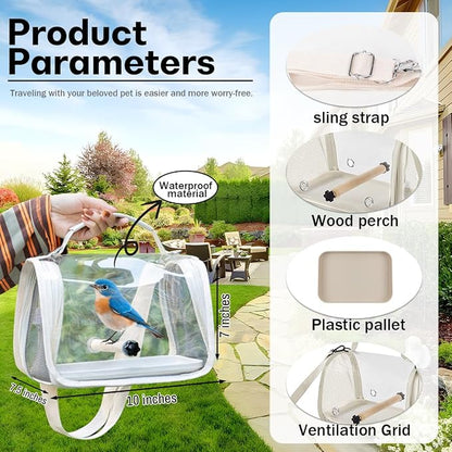 Hands Free Small Pet Cage with Breathable Mesh Windows Parrot Backpack - Image 2