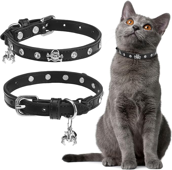EXPAWLORER Cat Collar for Girl Boy Cats- Adjustable Leather Pet Collar by EXPAWLORER