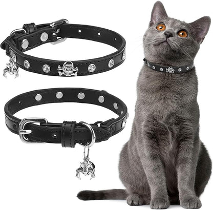 EXPAWLORER Cat Collar for Girl Boy Cats- Adjustable Leather Pet Collar by EXPAWLORER