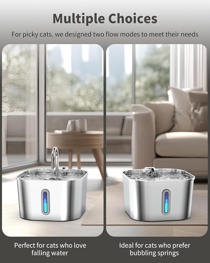 Cat Water Fountain Stainless Steel, 74oz/2.2L Automatic Cat Drinking Fountain - Image 7