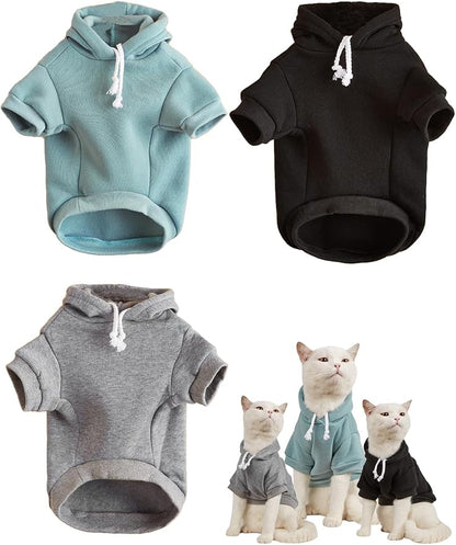 QWINEE Basic Dog Hoodie Sweatshirt Puppy Sweater Warm Cat Costumes Pet Clothes by QWINEE