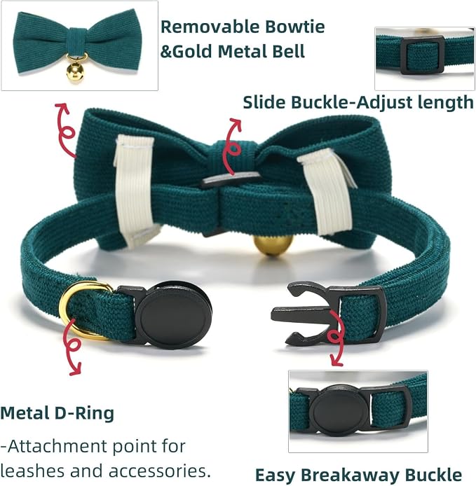 2 Pack Soft Corduroy Cat Collars - Image 2