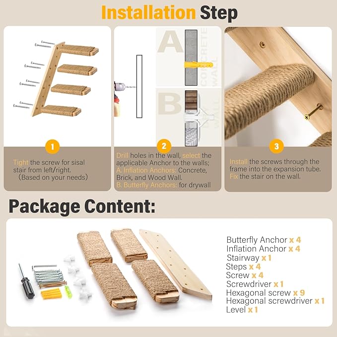 4 Steps Cat Wall Shelves Cat Wall Stairs - Image 7