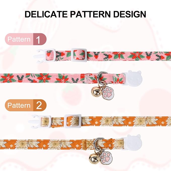 Unique Style Paws Christmas Kitten Collar, 2 Pack Cat Collar - Image 4