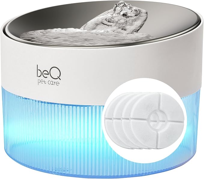 beQ Cat Water Fountain, 84oz/2.5L Stainless Steel Automatic Pet Fountain Dog by beQ