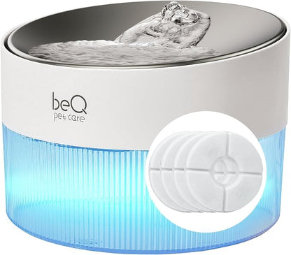 beQ Cat Water Fountain, 84oz/2.5L Stainless Steel Automatic Pet Fountain Dog by beQ