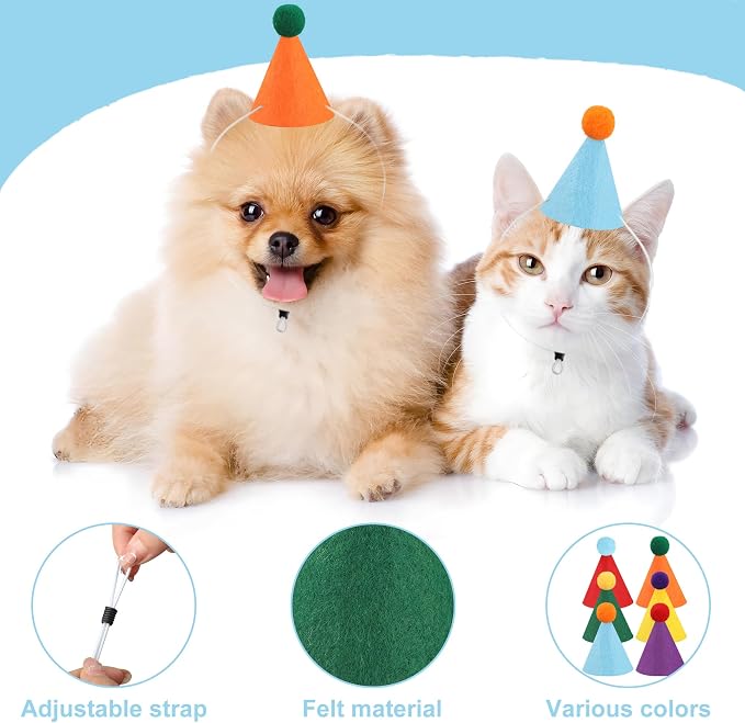 12 PCS Mini Party Hats for Stuffed Animals Birthday Felt Cone Hat - Image 3