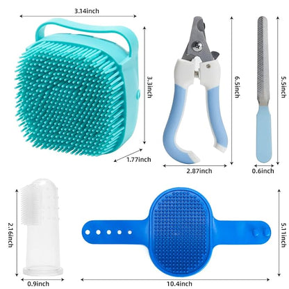 6Pcs Silicone Pet Grooming Set: Bath Massage Dispenser Brush, Finger Toothbrush - Image 6