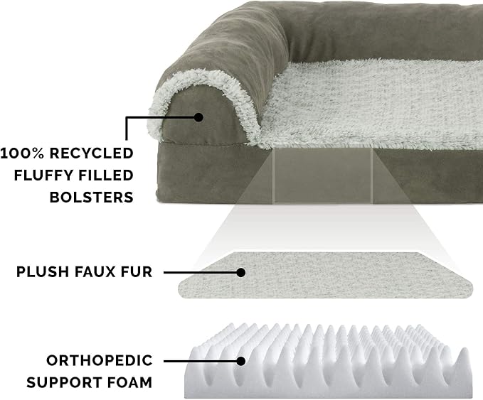 Furhaven Orthopedic Dog Bed for Large/Medium Dogs w/ Removable Bolsters & - Image 4