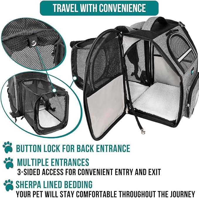 PetAmi Dog Cat Backpack Carrier, Expandable Pet Carrier Backpack - Image 4
