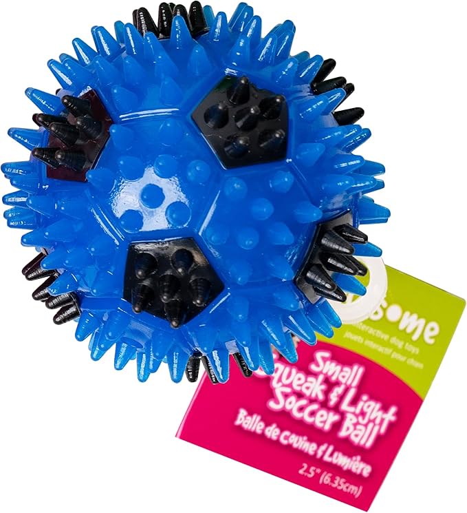 Gnawsome 2.5” Squeak & Light Soccer Ball Dog Toy by RoyalPetIncorporated