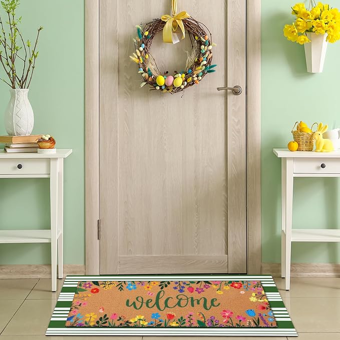 Tinideya 2 Pcs Door Mat Welcome Non Slip Coir Mats Floor Layering Doormats - Image 6