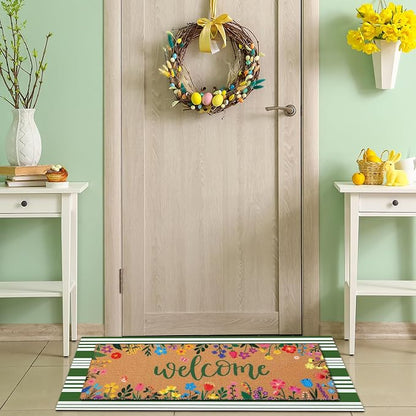 Tinideya 2 Pcs Door Mat Welcome Non Slip Coir Mats Floor Layering Doormats - Image 6