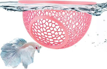 Pink Floating Betta Hide & Shrimp Cave – 3D Printed Aquarium Hammock, Feeding by Unknown