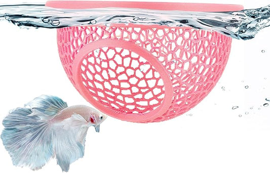 Pink Floating Betta Hide & Shrimp Cave – 3D Printed Aquarium Hammock, Feeding by Unknown