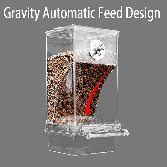 No Mess Bird Feeder for Cage, Automatic No-Spill Transparent Parrot Feeder - Image 4