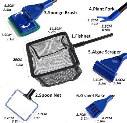 Aquarium Cleaning Tool Set, Fish Tank Cleaning 6-in-1 Set - Image 5