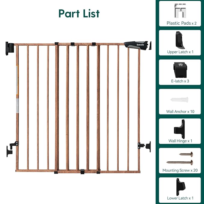 Babelio Baby Gate for Stairs & Doorways, 26-43" W 28" H No Bottom Bar| Easy - Image 7
