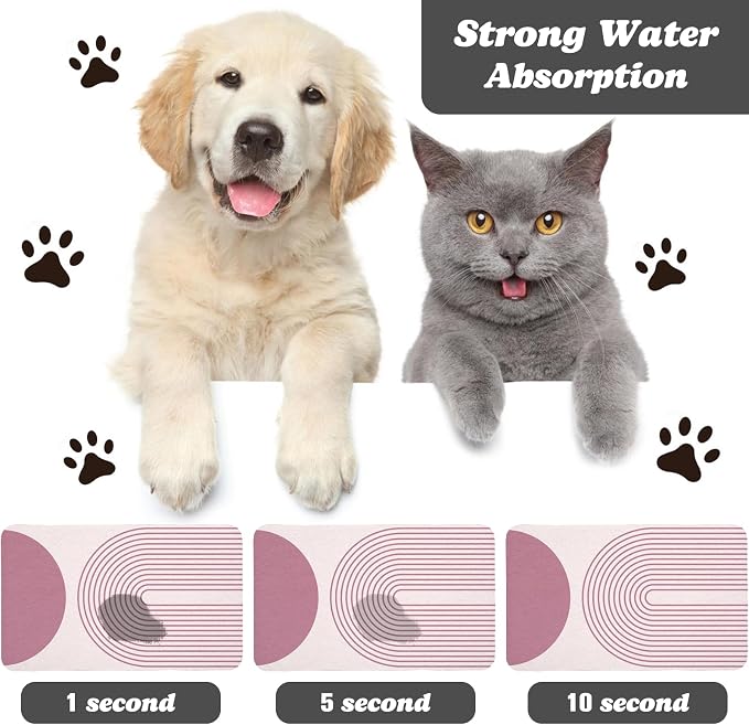 Dog Food Mats for Floors Waterproof, Cat Water Bowl Mats Pet Feeding Absorbent - Image 2