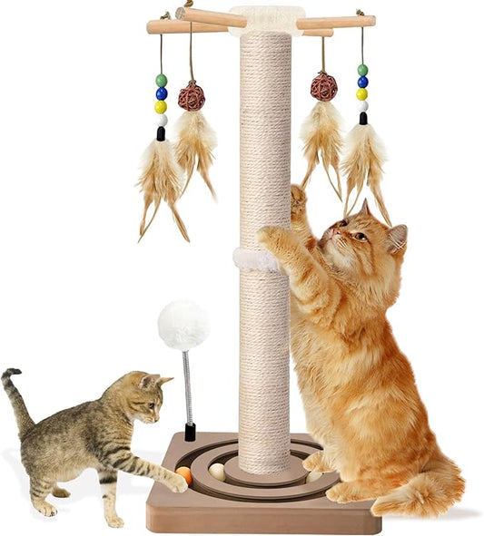 Tall Cat Scratching Post, 33 Inches, Interactive Furniture Toys by Awarmhome