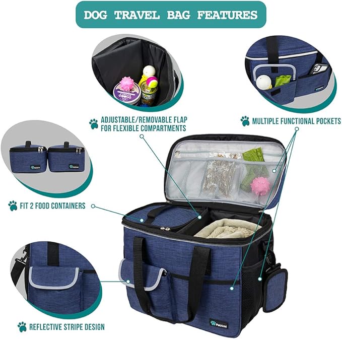 PetAmi Dog Travel Bag, Travel Pet Bag Organizer, Dog Food Travel Bag - Image 4