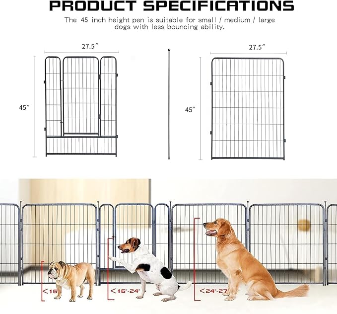 Dog Playpen, 32/40/45 Inch Height in Heavy Duty, Folding Indoor Outdoor - Image 3