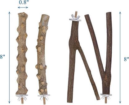 Mogoko 4 Pcs Bird Perches Parrot Stand Natural Wood Perch Parakeet Toys Bird - Image 3