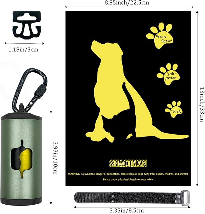 Metal Dog Poop Bag Holder w/Leash Clip|Durable Scratch-Resistant Aluminum|135 - Image 4