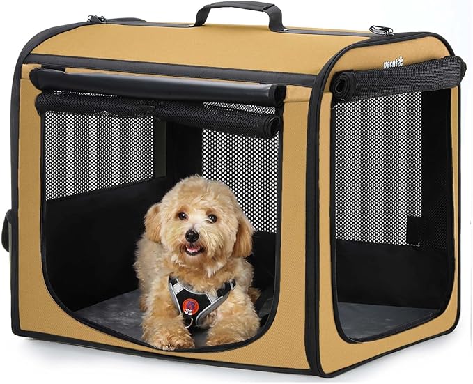 Dog Car Carrier Light Weight 24×17.7×20.5 in, Dog Carrier Easy to Assemble by pecute