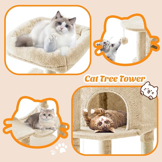 Cat Tree Tower 44 Inch, Small Cat Tower - Image 6