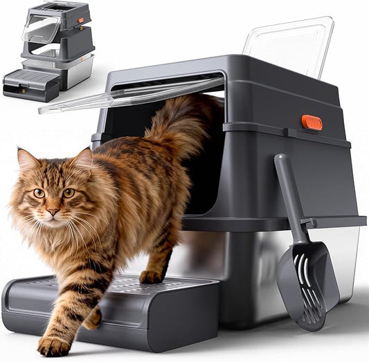 Cat Litter Box - Stainless Steel Litter Box by Powools