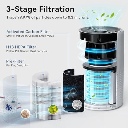 Air Purifiers for Home Pets Large Room Up to 1360 Ft², Tailulu D10 HEPA Air - Image 5