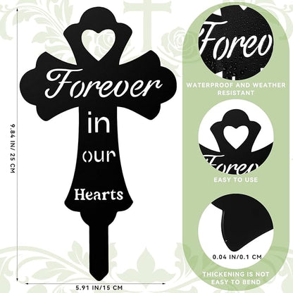 Grave Decorations for Cemetery: Forever in Our Hearts Metal Pet Grave Marker - Image 2