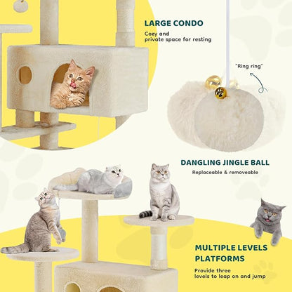 Cat Tree 54 Inch, Sisal Scratching Posts and Climbing Ladder, Pet Play Toy - Image 3